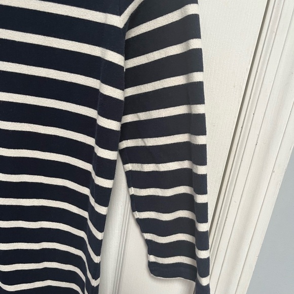 LL Bean Dress S Reg Navy White Heritage Striped Cotton Nautical Mariner Small - Picture 14 of 14